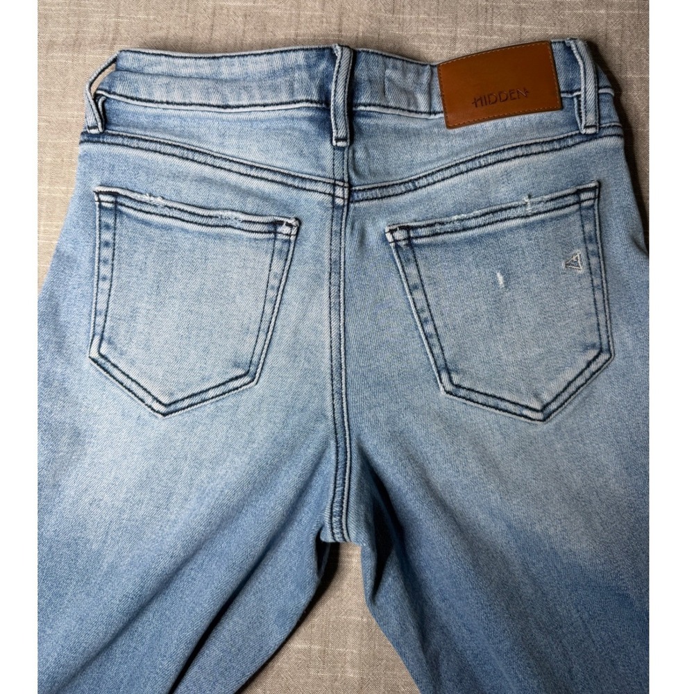 Hidden Jeans High Rise Wide Leg Distressed Light Wash Denim HD9416D-M Size 24 - Picture 10 of 11